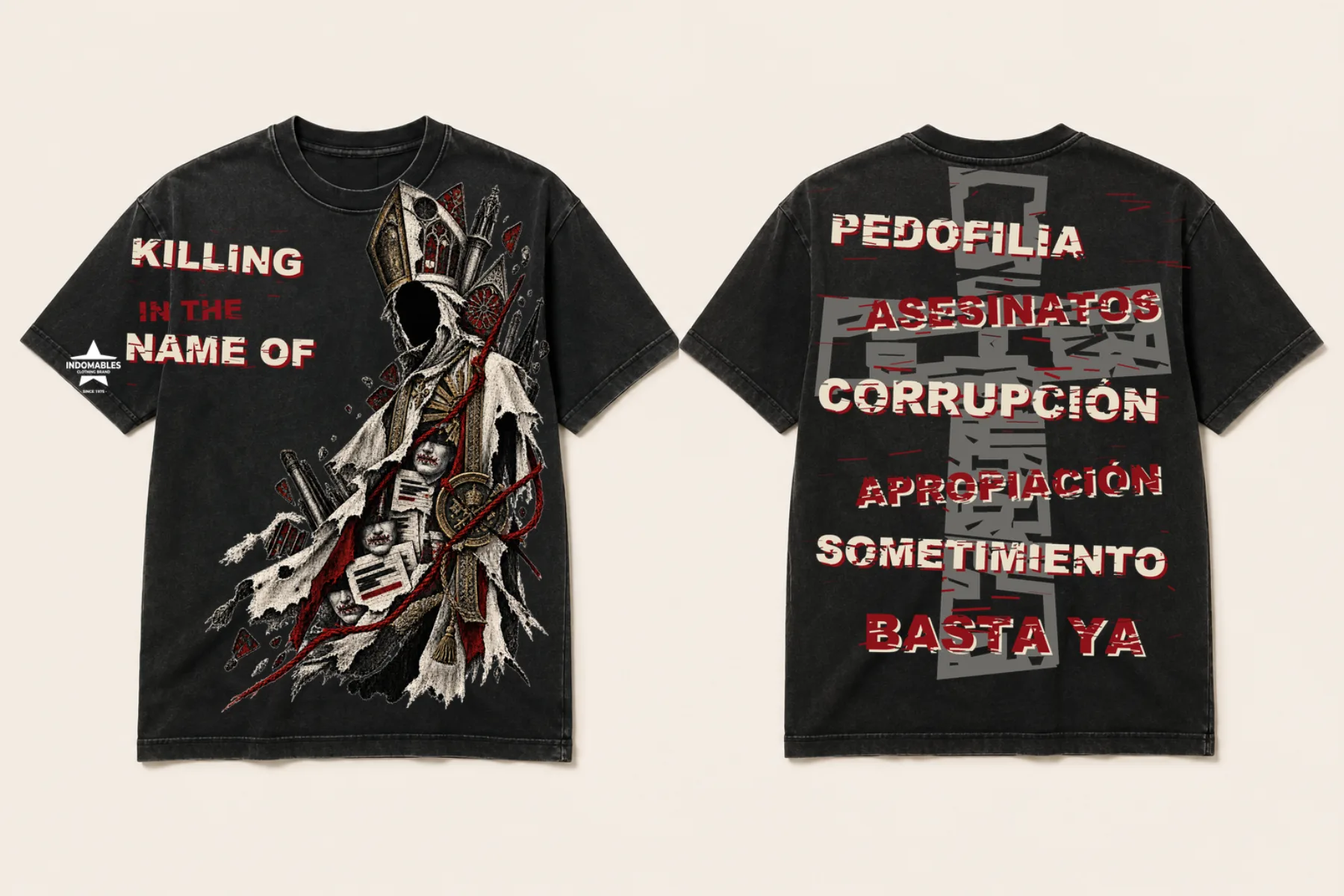 Camiseta negra Killing in the Name Of, vista delantera y trasera