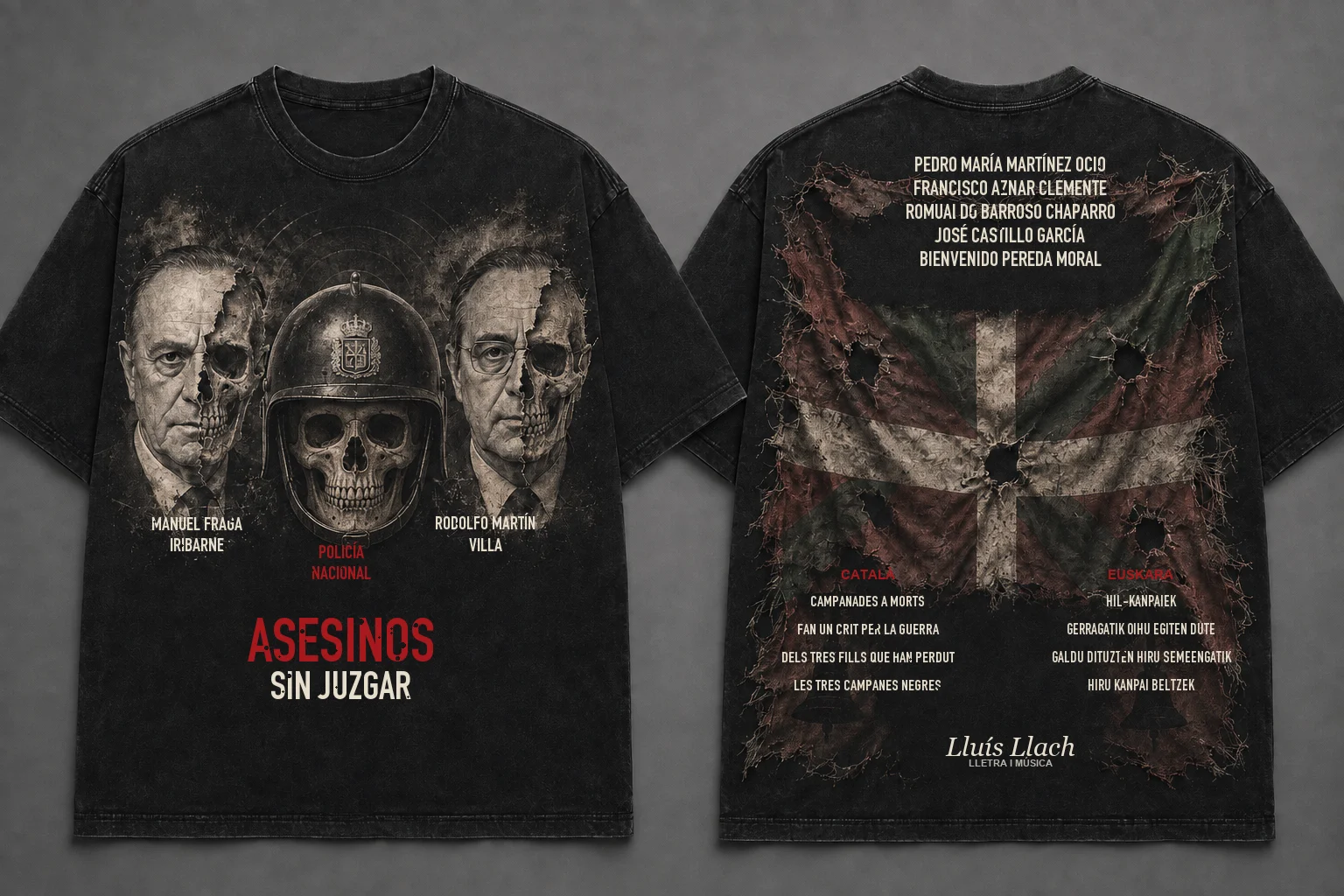 Camiseta negra Vitoria 1976, vista delantera y trasera